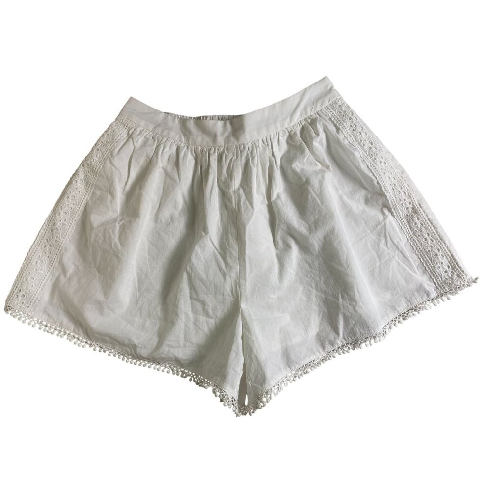 Mable Womens White Lace Trim Shorts Size Small Boho‎ Cottage Pull On Hippie